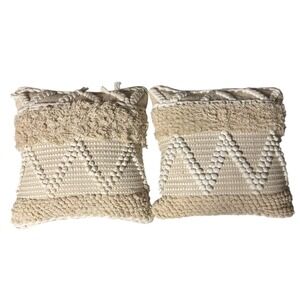 Merchant‎ 41 Textured Throw Pillow Covers Neutral Boho Decorative Cushion 18x18